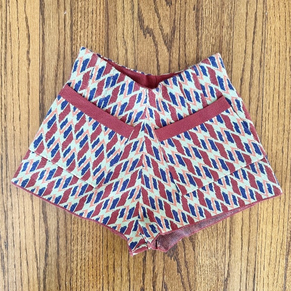 Free People Knit Sweater Shorts, Western Geo - Picture 1 of 3